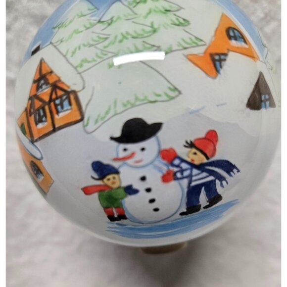 Li Bien‎ Christmas Ornament with Snowman & Village Scene Hand Painted Pier1 - Picture 1 of 9